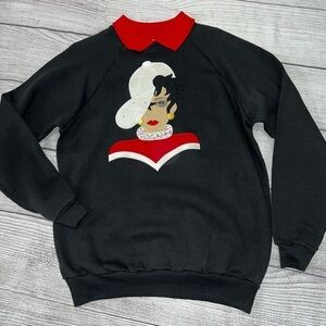 Appliqué Retro Lady In Hat Vintage Sweatshirt